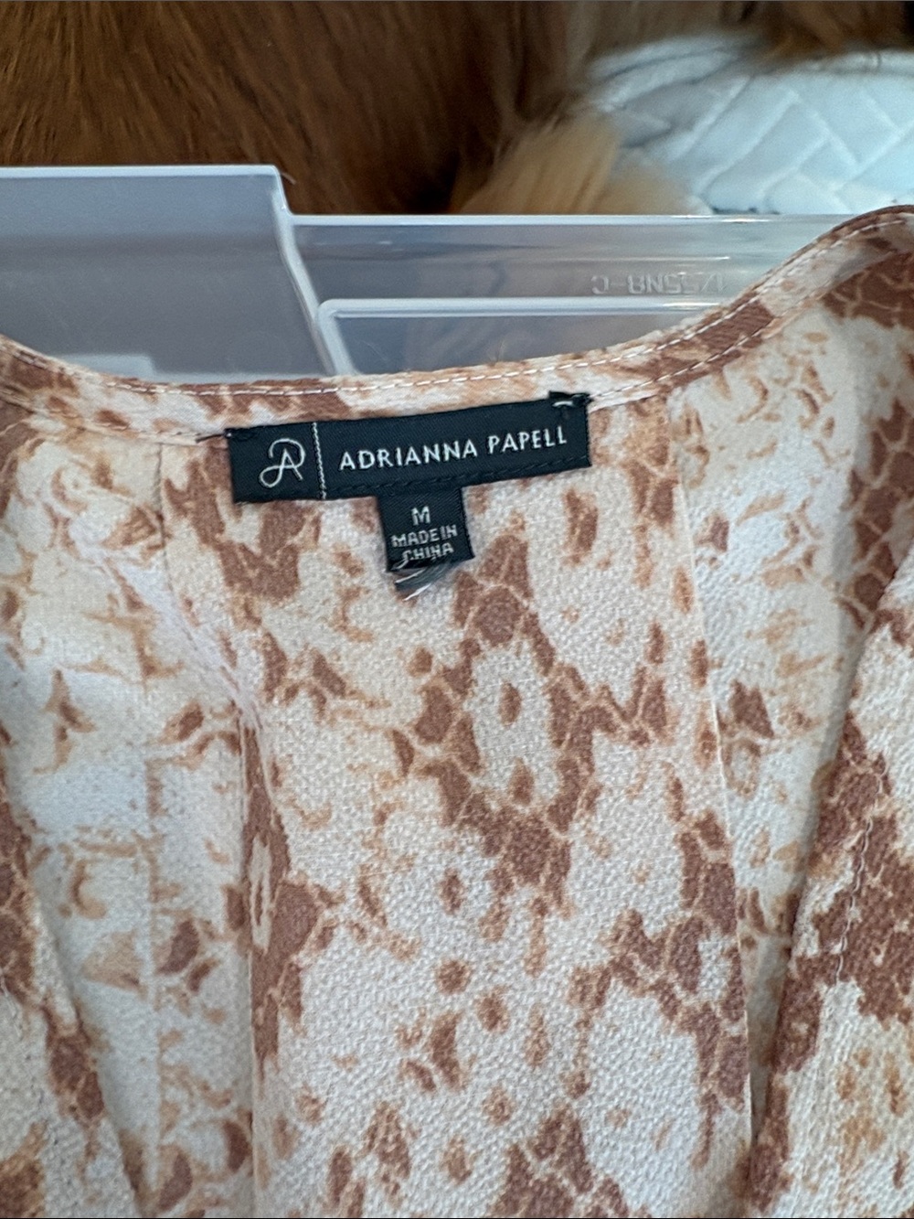 Adrianna Papell Cream and Brown Printed Women's Top